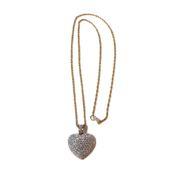 Swarovski Crystal Puffy Pave Heart Rope Necklace Retired - Picture 7 of 8